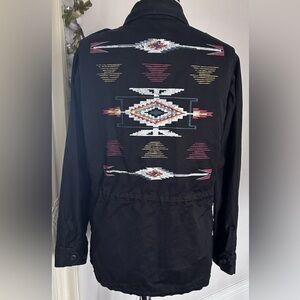 Polo Ralph Lauren Women’s Black Utility Jacket with Aztec Back Design - Small
